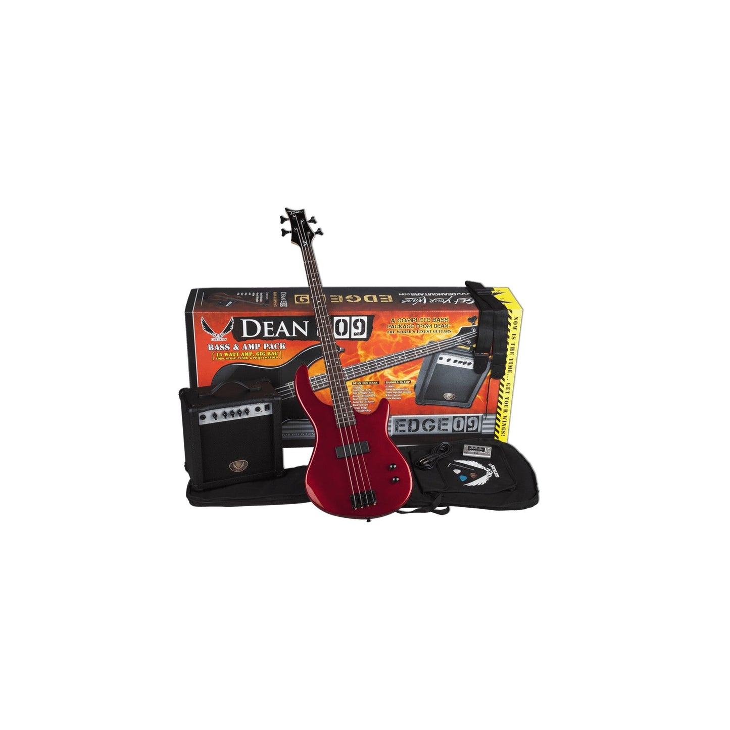 Dean Guitars Edge 09 Bass Pack Metallic Red Electric Guitar With Amp(Dean Guitars Edge 09 Bass Pack Metallic Red Electric Guitar With Amp)