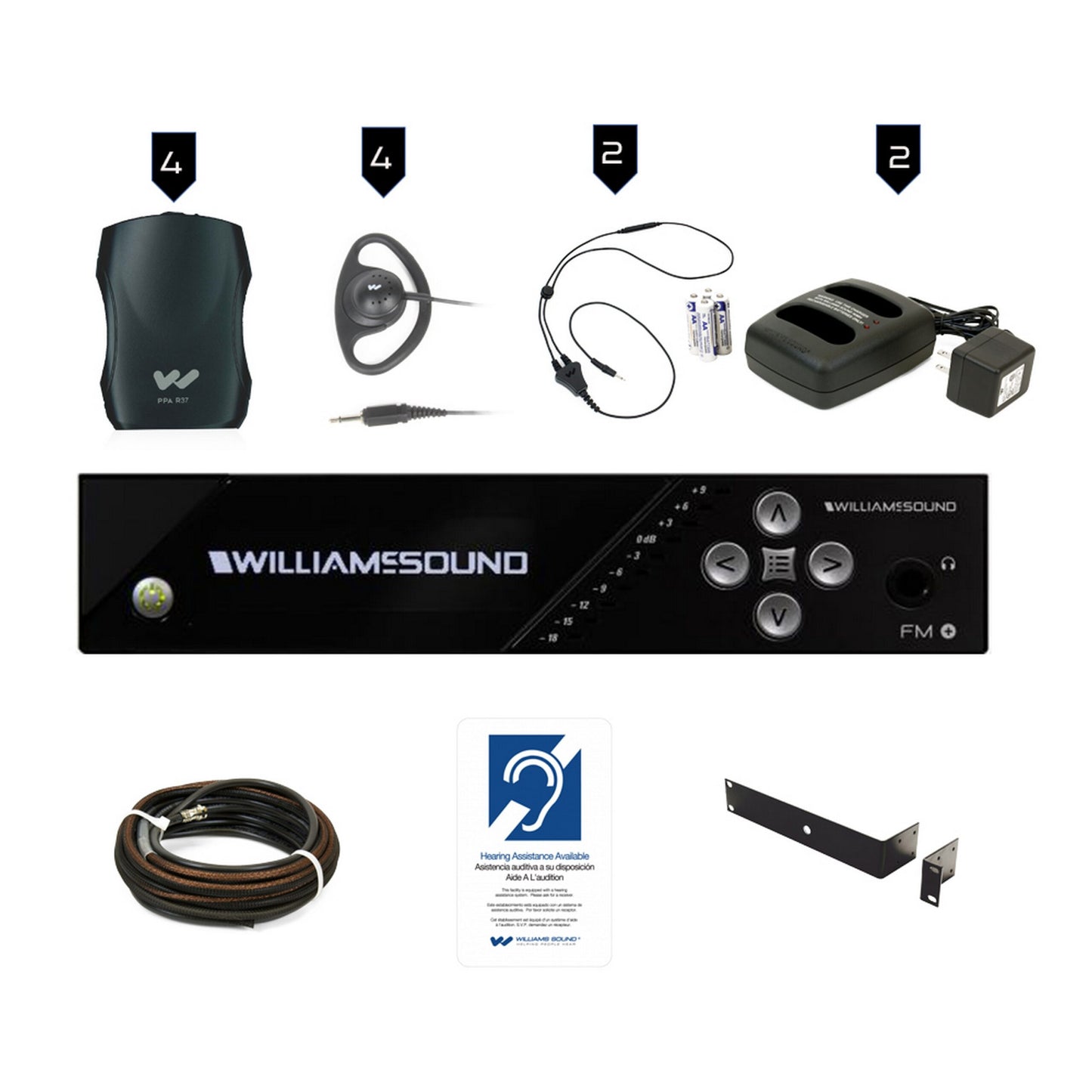 Williams AV FM 557 PRO Large-Area Dual FM And Wi-Fi Assistive Listening System With 4 FM R37 Receivers(Williams Av Fm 557 Pro Large Area Dual Fm And Wi Fi Assistive Listening System With 4 Fm R37 Receivers)