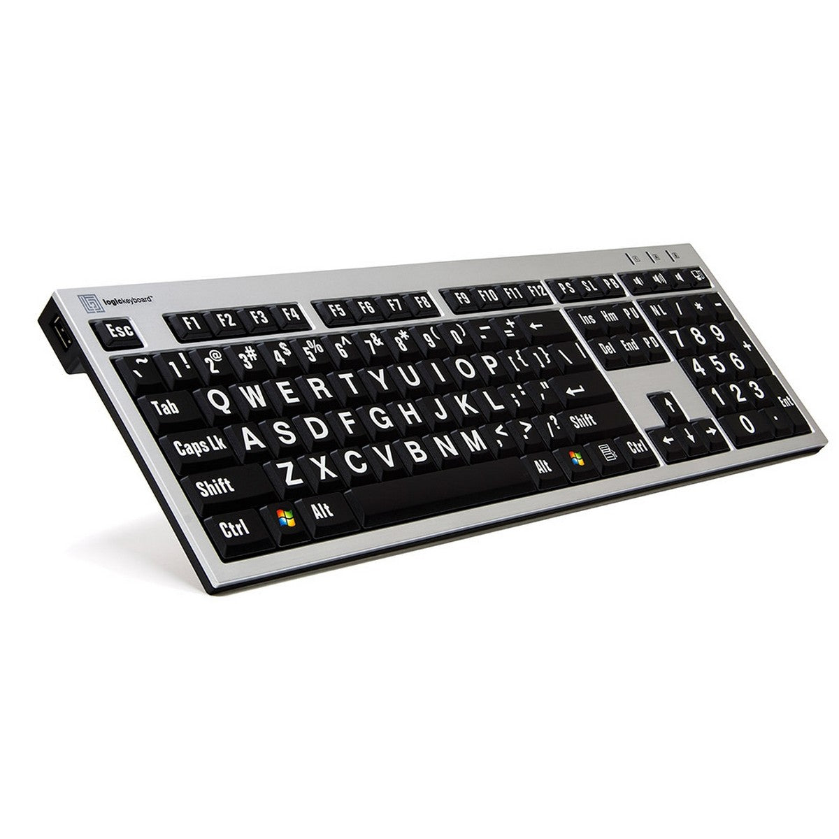 Logickeyboard Large Print White On Black Slim Line PC Keyboard Accurate Typing Large Printed Keyboard(Logickeyboard Large Print White On Black Slim Line Pc Keyboard Accurate Typing Large Printed Keyboard)
