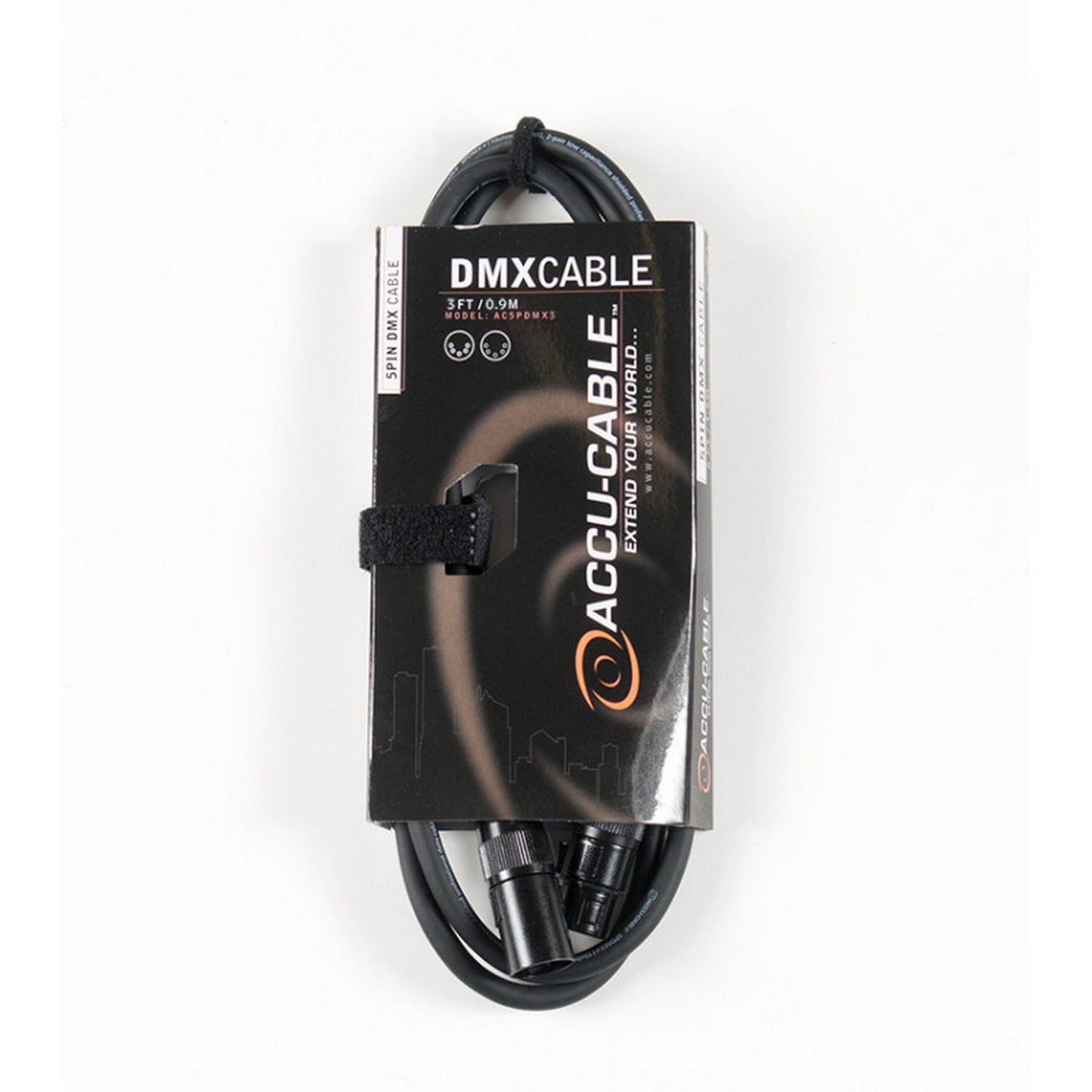 Accu Cable AC5PDMX3 3-Foot 5-Pin Male To 5-Pin Female DMX Cable(Accu Cable Ac5pdmx3 3 Foot 5 Pin Male To 5 Pin Female Dmx Cable)