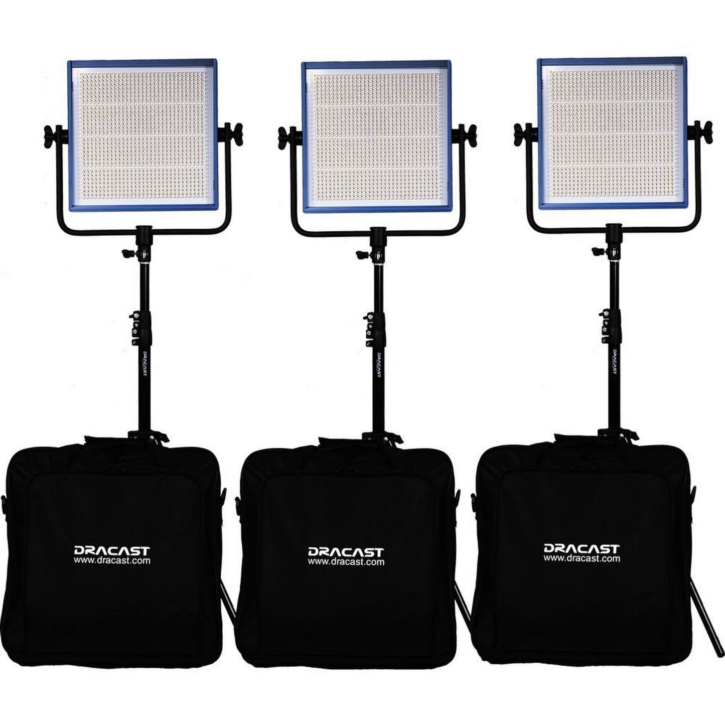 Dracast DRLK3X1000DK LED1000 Pro Series Daylight 3 Light Kit With V-Mount Battery Plates And Light Stands(Dracast Drlk3x1000dk Led1000 Pro Series Daylight 3 Light Kit With V Mount Battery Plates And Light Stands)