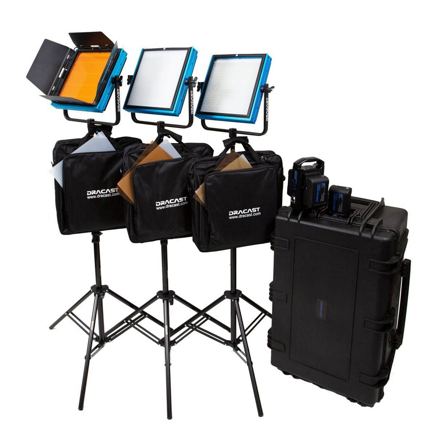 Dracast DRSTUDV LED1000 Pro Series Daylight 3-Light Studio Kit With V-Mount Battery Plates(Dracast Drstudv Led1000 Pro Series Daylight 3 Light Studio Kit With V Mount Battery Plates)