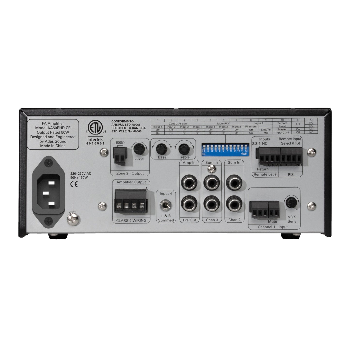 AtlasIED AA50PHD‑CE 50W Mixer Amplifier With Push‑Here Diagnostic(Atlasied Aa50phd Ce 50w Mixer Amplifier With Push Here Diagnostic)