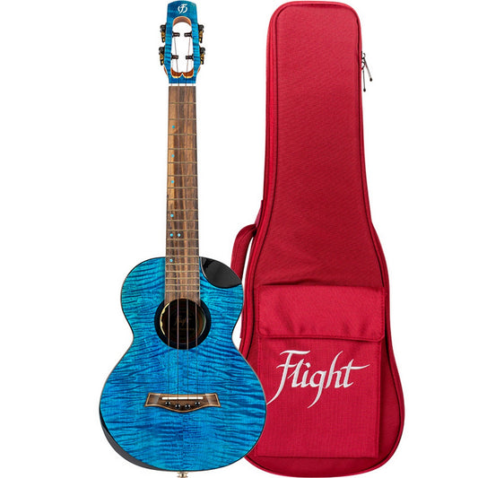 Flight Comet EQ-A Tenor Solid Flamed Maple Rosewood Ukulele, Blue(Flight Comet Eq A Tenor Solid Flamed Maple Rosewood Ukulele Blue)