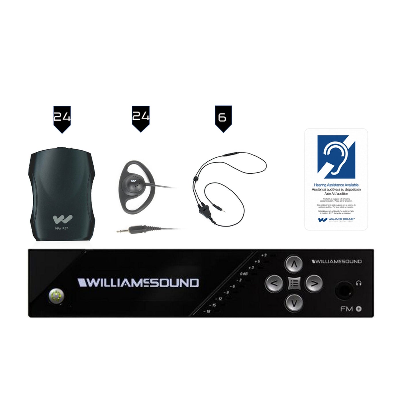 Williams AV FM 557-24 Large-Area Dual FM And Wi-Fi Assistive Listening System With 24 FM R37 Receivers(Williams Av Fm 557 24 Large Area Dual Fm And Wi Fi Assistive Listening System With 24 Fm R37 Receivers)