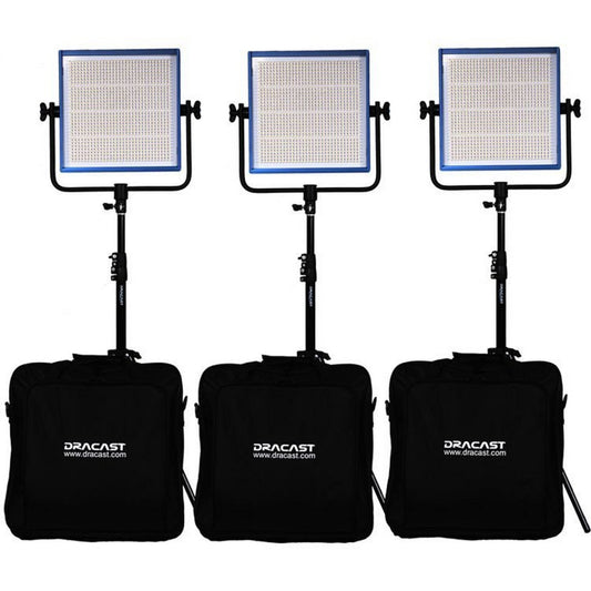 Dracast DRDP3LBSK Plus LED1000 Bi-Color 3-Light Studio Kit With V-Mount And Gold Mount Battery Plates(Dracast Drdp3lbsk Plus Led1000 Bi Color 3 Light Studio Kit With V Mount And Gold Mount Battery Plates)