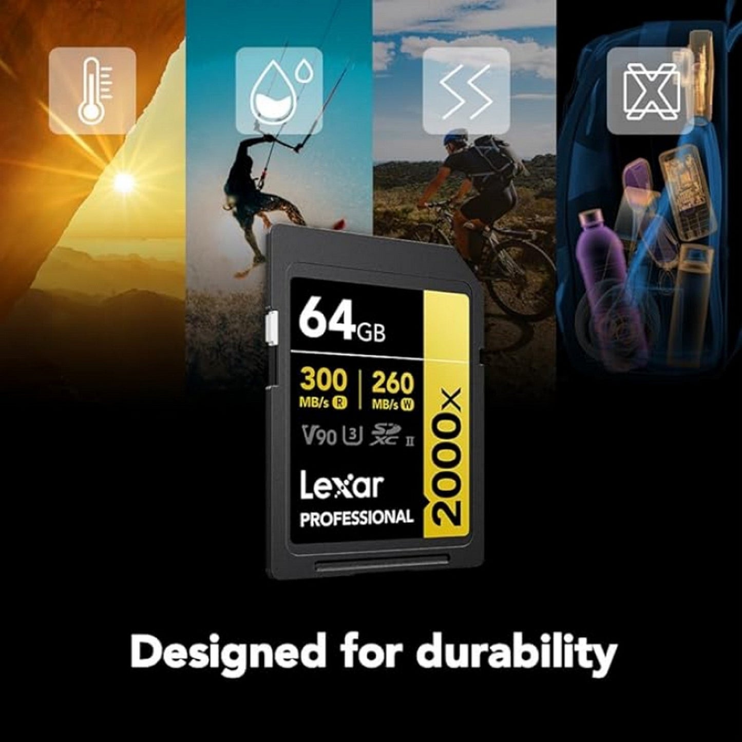 Lexar Professional GOLD Series 2000x SDHC/SDXC UHS-II Memory Card, 64GB(Lexar Professional Gold Series 2000x Sdhc Sdxc Uhs Ii Memory Card 64gb)