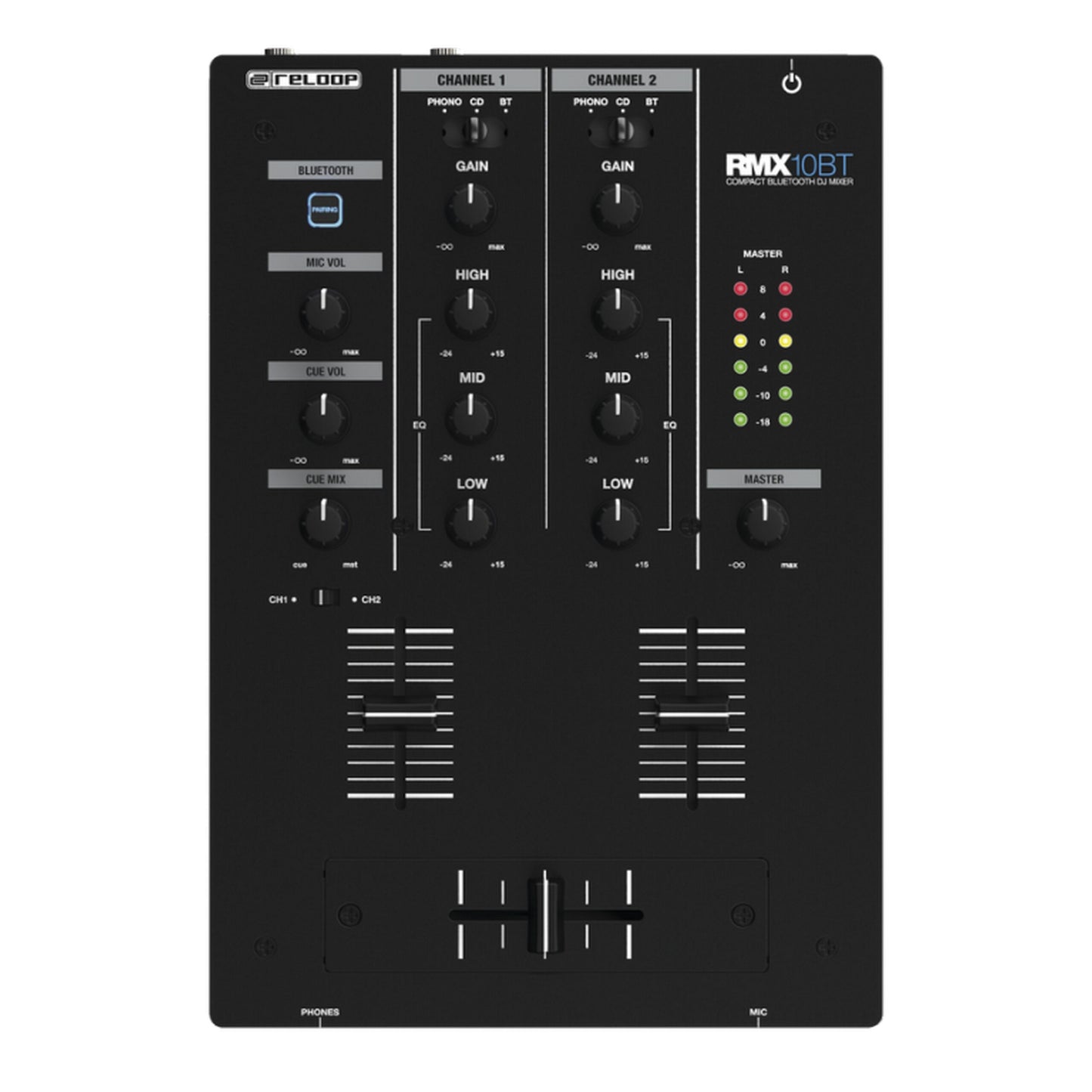Reloop RMX-10-BT 2 Channel Bluetooth Compact DJ Mixer(Reloop Rmx 10 Bt 2 Channel Bluetooth Compact Dj Mixer)