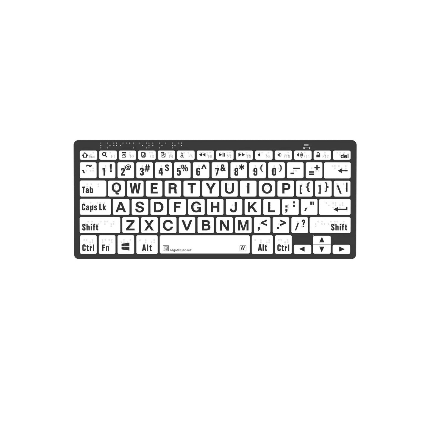 Logickeyboard Braille LargePrint Black/White PC Keyboard, US English(Logickeyboard Lkb Bralpbw Btpc Us Braille Largeprint Black White Pc Keyboard Us English)