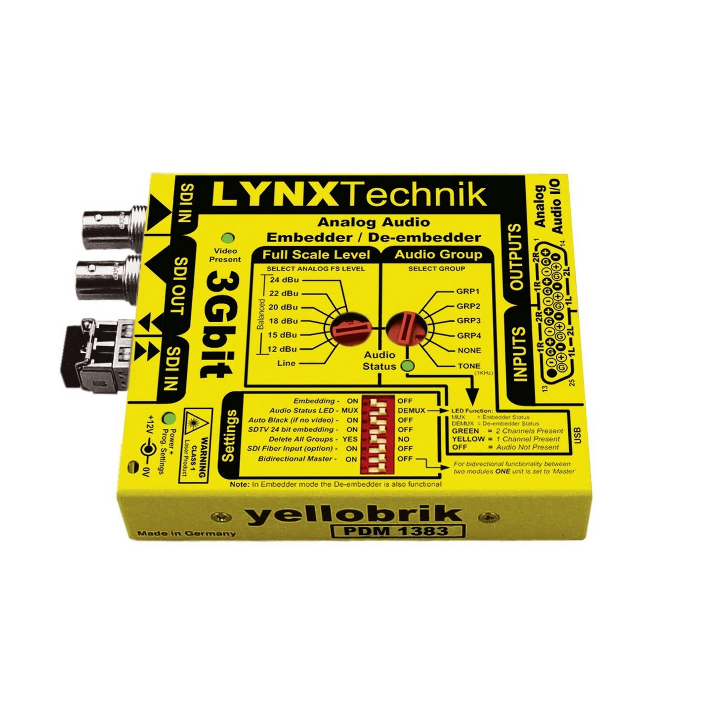 LYNX Technik PDM 1383 Yellobrik Analog Audio Embedder/De-embedder(Lynx Technik Pdm 1383 Yellobrik Analog Audio Embedder De Embedder)