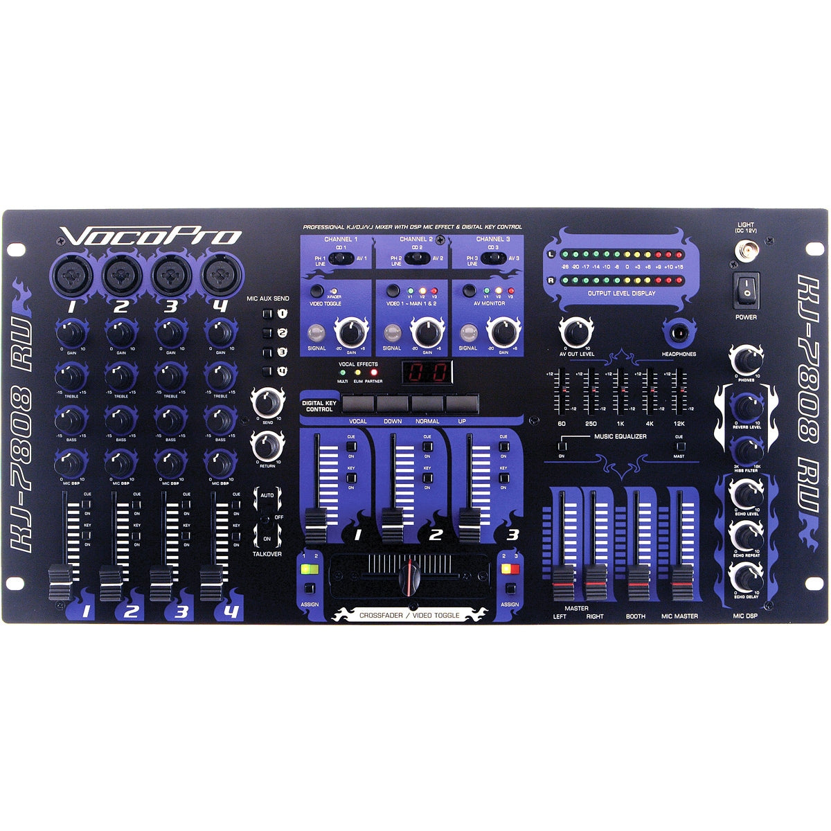 VocoPro KJ-7808 RV Professional KJ DJ VJ Mixer DSP Microphone Effect Digital Key Control(Vocopro Kj 7808 Rv Professional Kj Dj Vj Mixer Dsp Microphone Effect Digital Key Control)