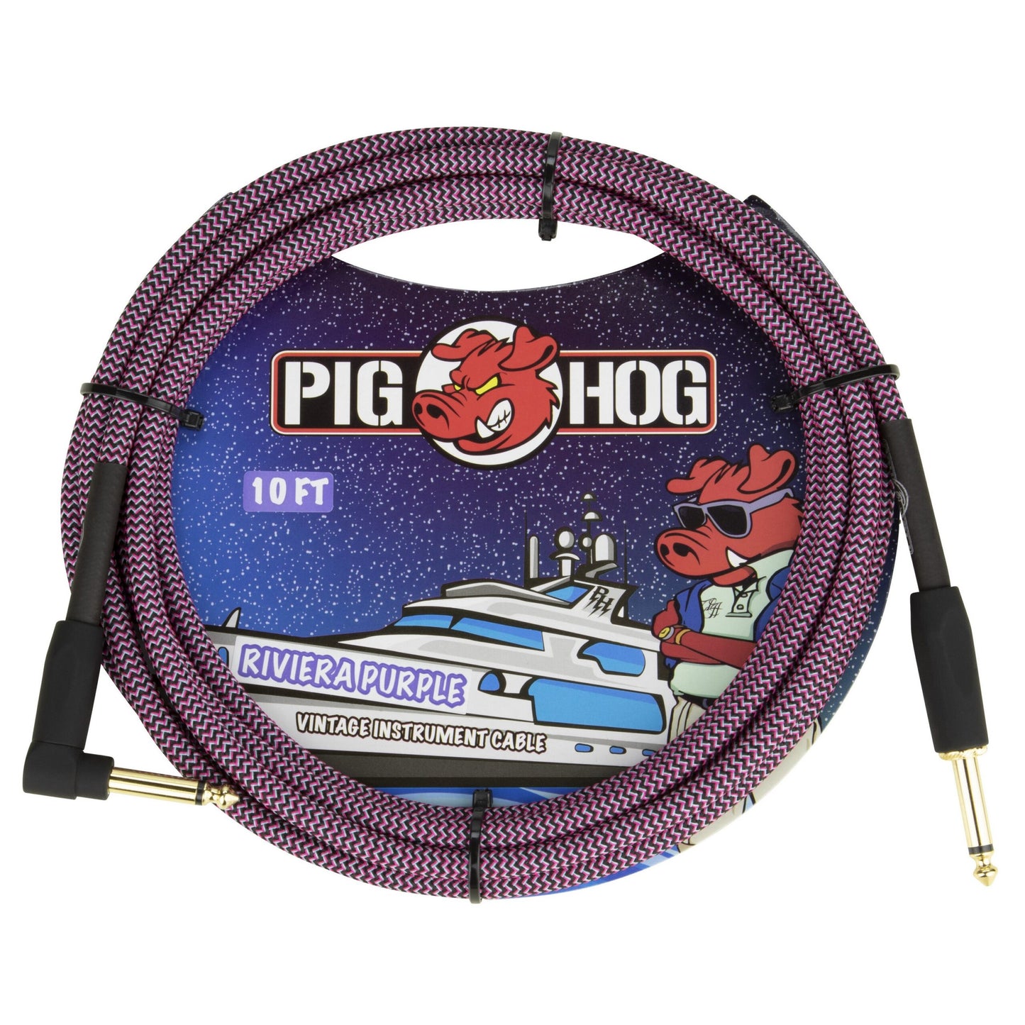 Pig Hog PCH10RPPR Riviera Purple Instrument Cable, 10-Foot, Right Angle(Pig Hog Pch10rppr Riviera Purple Instrument Cable 10 Foot Right Angle)