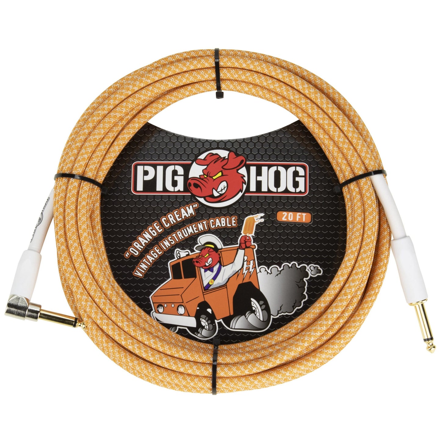 Pig Hog PCH202OCR Orange Creme 2.0 Instrument Cable, 10-Foot, Right Angle(Pig Hog Pch202ocr Orange Creme 2 0 Instrument Cable 10 Foot Right Angle)