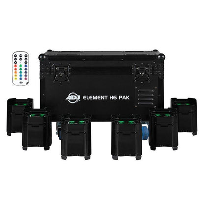  ADJ Element H6 Pak All-In-One RGBAW+UV LED PAR Pack, Black(Adj Element H6 Pak All In One Rgbawuv Led Par Pack Black)
