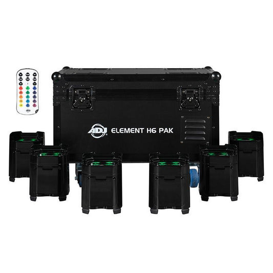  ADJ Element H6 Pak All-In-One RGBAW+UV LED PAR Pack, Black(Adj Element H6 Pak All In One Rgbawuv Led Par Pack Black)