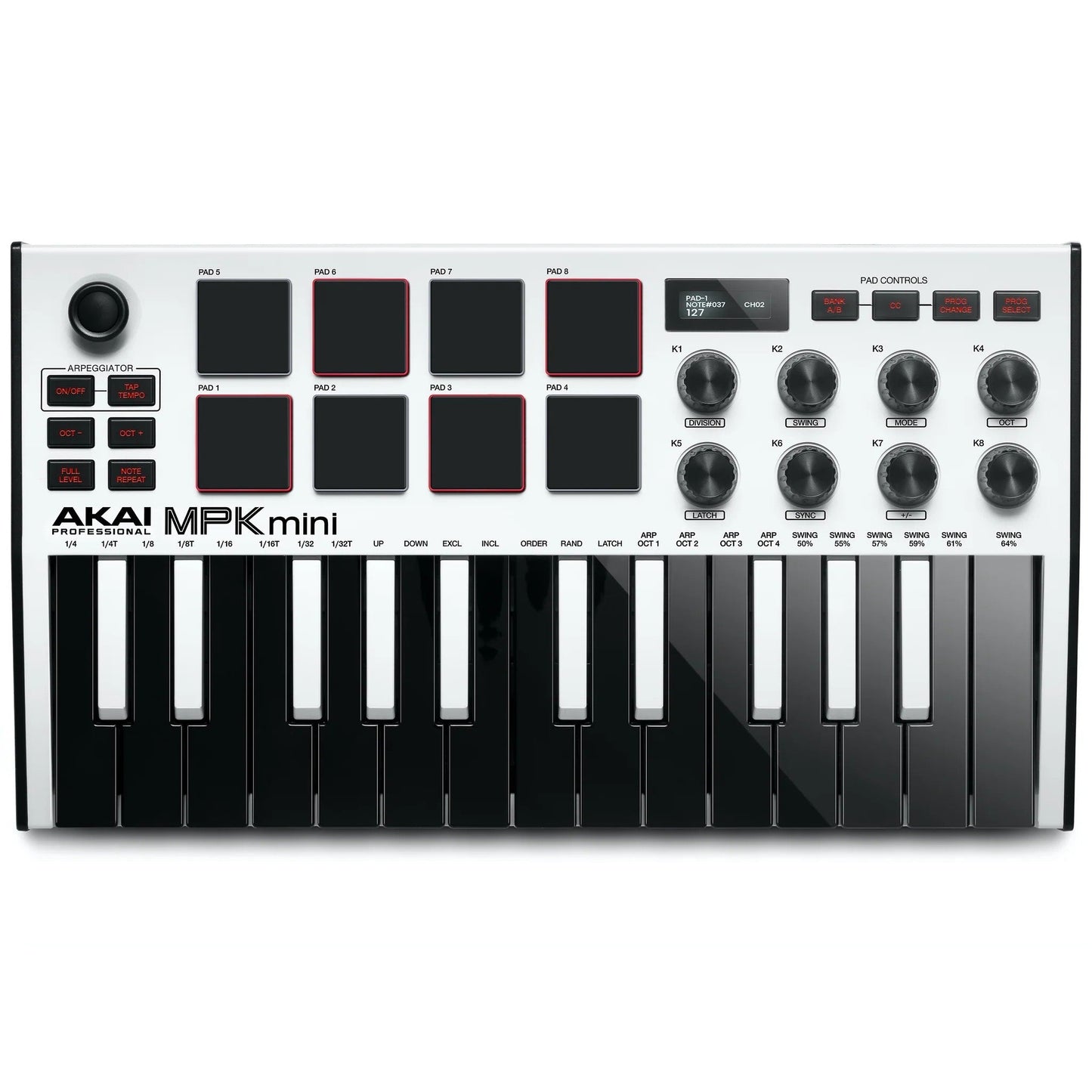  Akai Professional MPK MINI MK3 Portable USB Keyboard, White(Akai Professional Mpk Mini Mk3 Portable Usb Keyboard White)