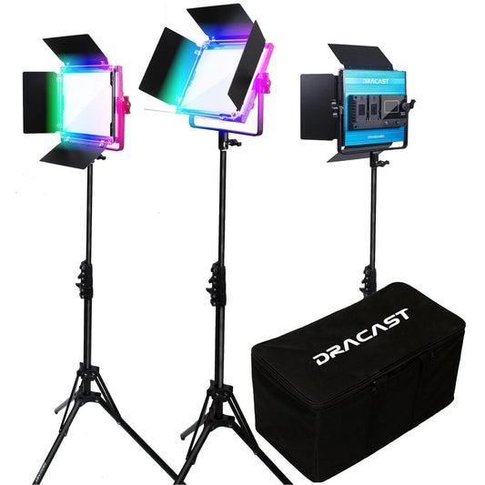  Dracast DRX3500RGBS X Series LED500 RGB And Bi-Color LED 3 Light Kit With Nylon Padded Travel Case(Dracast Drx3500rgbs X Series Led500 Rgb And Bi Color Led 3 Light Kit With Nylon Padded Travel Case)