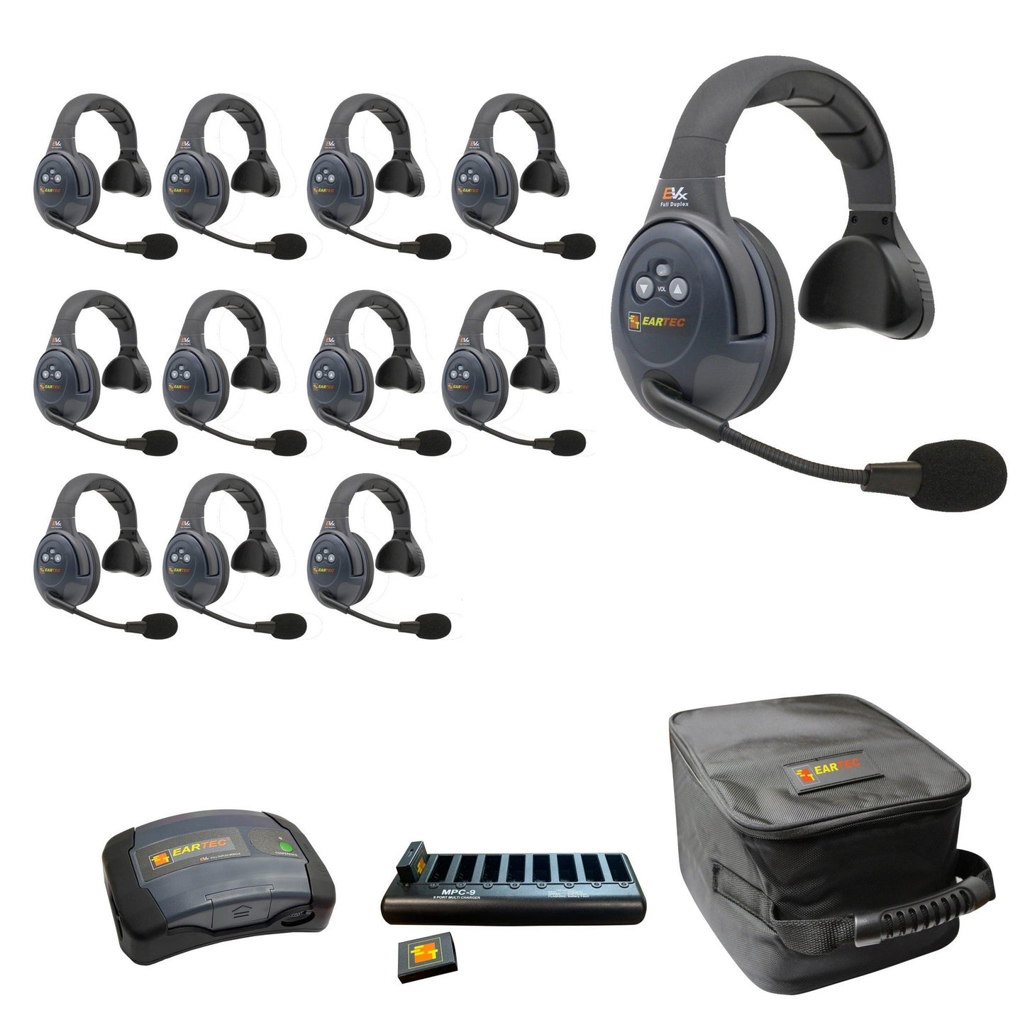  Eartec EVADE EVX12S-CM Full Duplex Dual Channel Wireless Intercom System With 12 Single Speaker Headsets(Eartec Evade Evx12s Cm Full Duplex Dual Channel Wireless Intercom System With 12 Single Speaker Headsets)