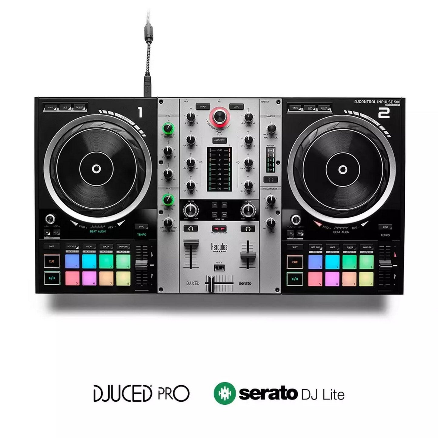  Hercules DJControl Inpulse 500 2-Channel USB DJ Controller, Limited Edition Silver(Hercules Djcontrol Inpulse 500 2 Channel Usb Dj Controller Limited Edition Silver)