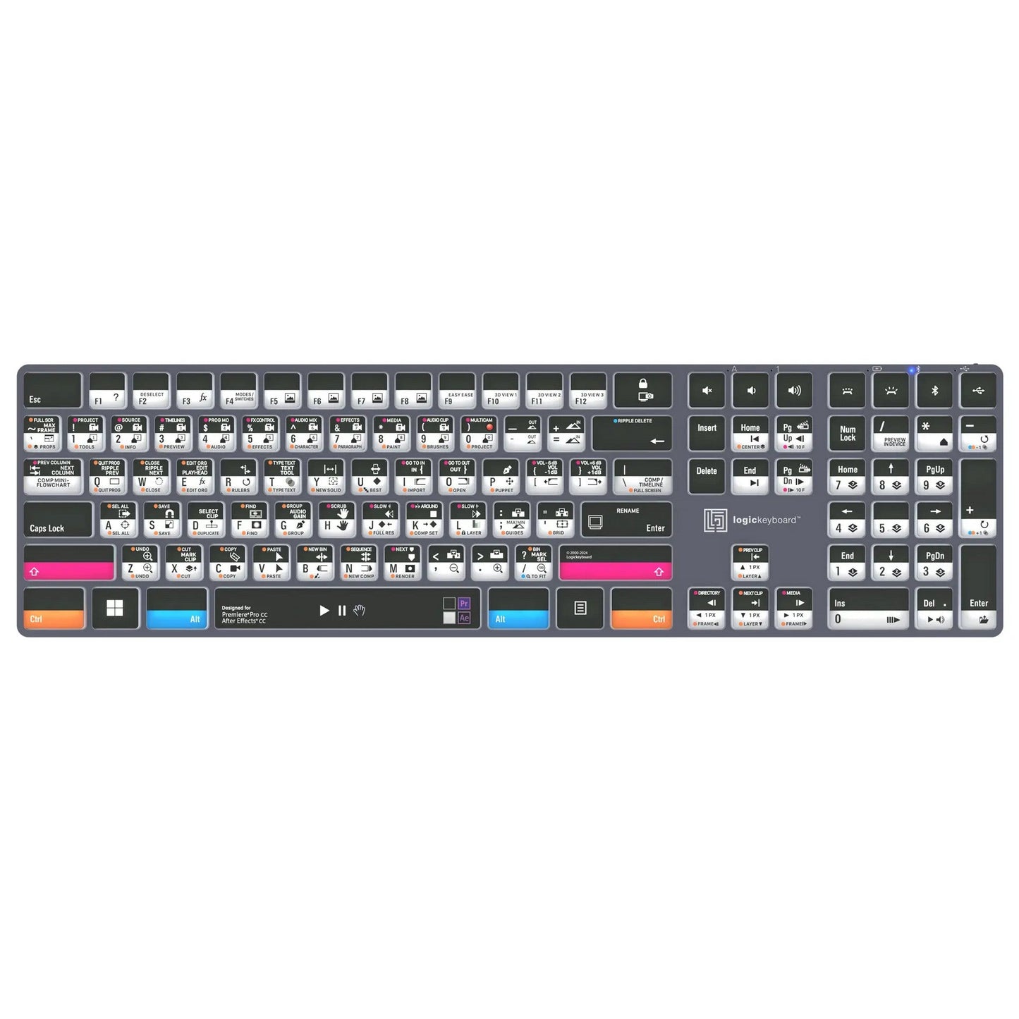  Logickeyboard TITAN Wireless Backlit Keyboard For Premiere Pro/After Effects, PC, US Windows(Logickeyboard Titan Wireless Backlit Keyboard For Premiere Pro After Effects Pc Us Windows)