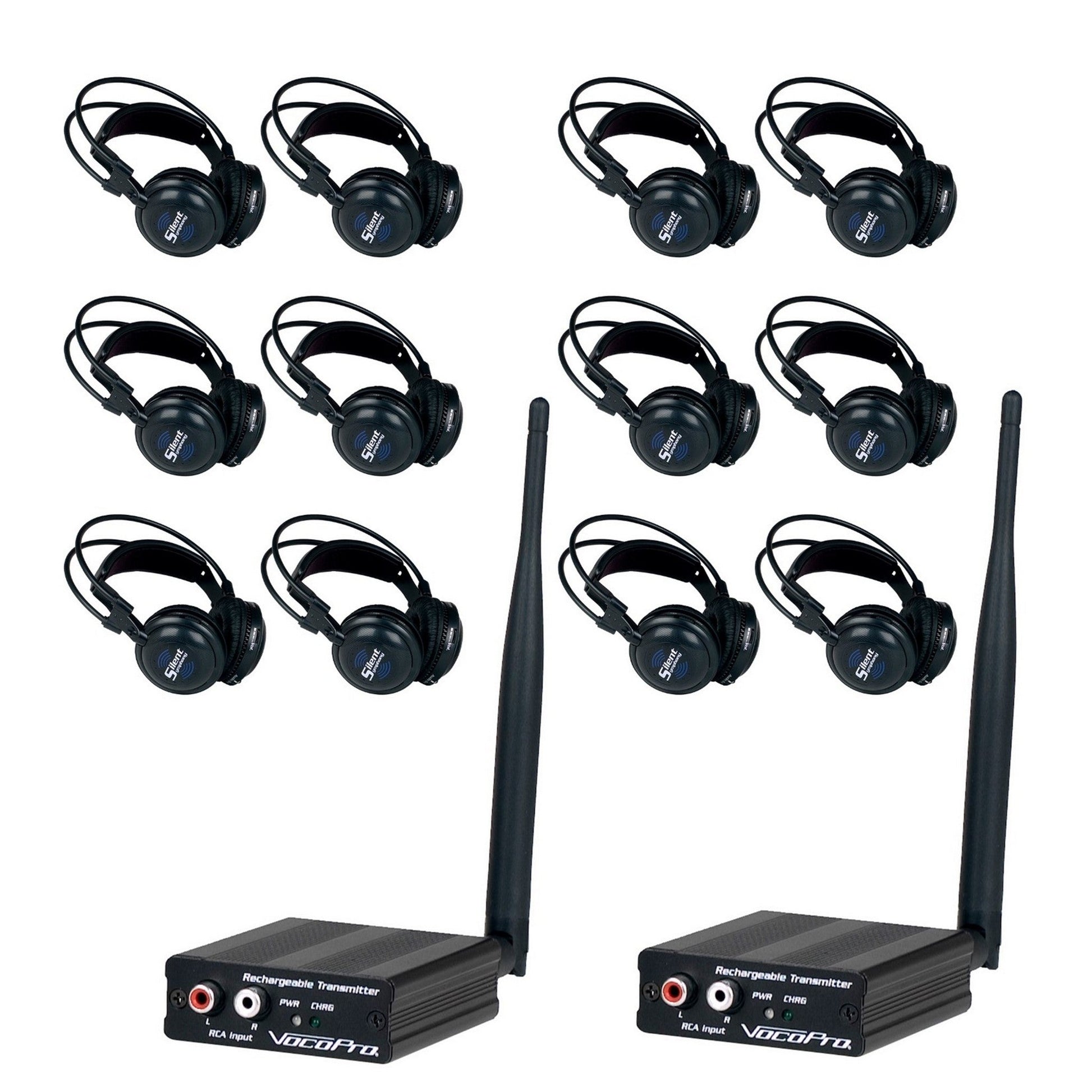  VocoPro Silent-Party-212 Silent Event Package, 2 Transmitter/12 Headphone Receivers(Vocopro Silent Party 212 Silent Event Package 2 Transmitter 12 Headphone Receivers)