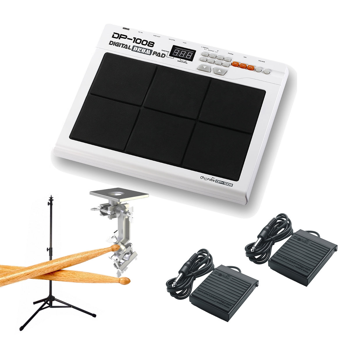  Cherub DP-1008 Pack Drum Tutor Digital Drum Pad Combo(Cherub Dp 1008 Pack Drum Tutor Digital Drum Pad Combo)