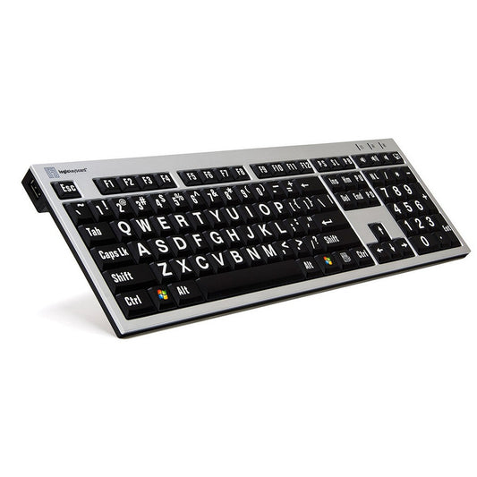  Logickeyboard Large Print White On Black Slim Line PC Keyboard Accurate Typing Large Printed Keyboard(Logickeyboard Large Print White On Black Slim Line Pc Keyboard Accurate Typing Large Printed Keyboard)