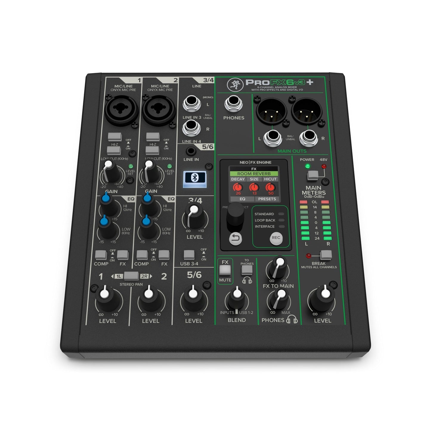  Mackie ProFX6v3+ 6-Channel Bluetooth Analog Mixer With USB Recording(Mackie Profx6v3 6 Channel Bluetooth Analog Mixer With Usb Recording)