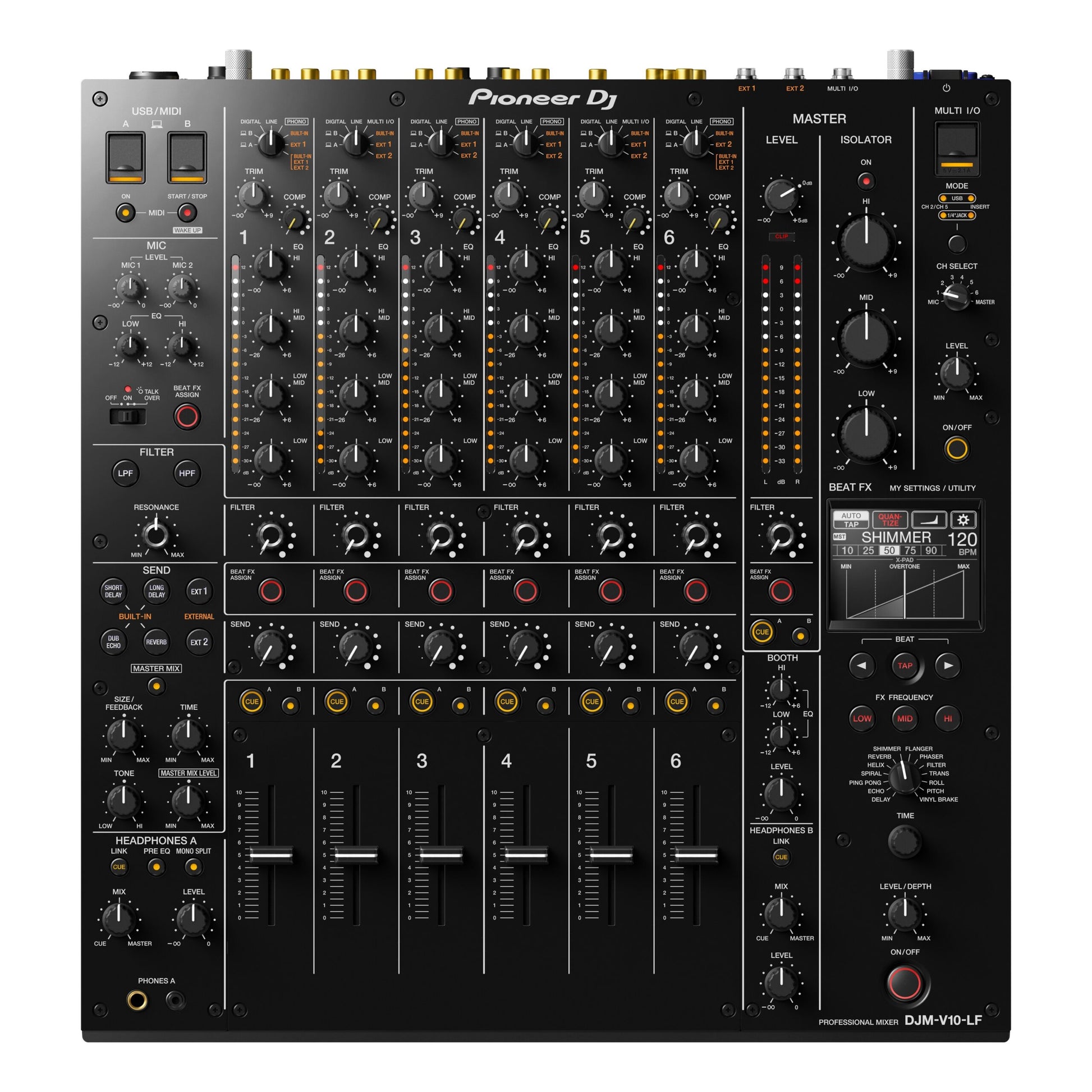  Pioneer DJ DJM-V10-LF 6-Channel Professional DJ Mixer With Long Faders(Pioneer Dj Djm V10 Lf Creative Style 6 Channel Mixer With Long Fader)