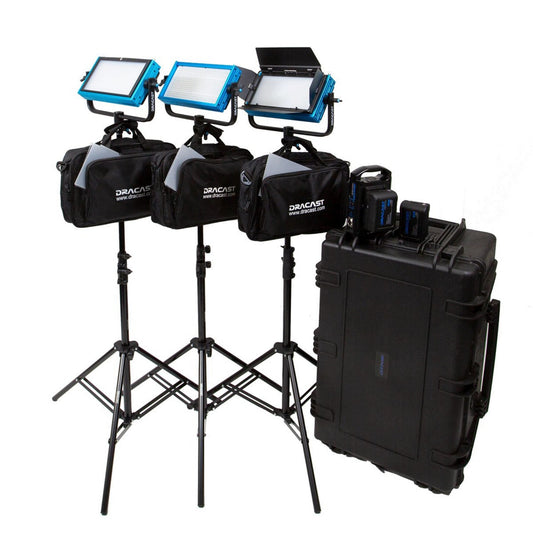  Dracast DRDP3LBLK Plus Series Bi-Color 3-Light Location Kit With V-Mount And Gold Mount Battery Plates(Dracast Drdp3lblk Plus Series Bi Color 3 Light Location Kit With V Mount And Gold Mount Battery Plates)