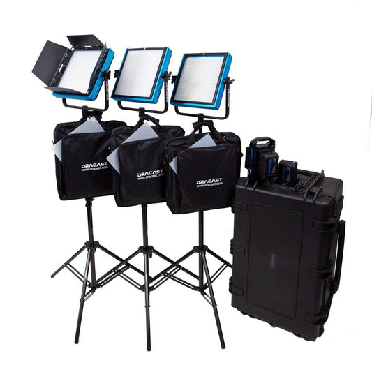  Dracast DRDP3LBSK Plus LED1000 Bi-Color 3-Light Studio Kit With V-Mount And Gold Mount Battery Plates(Dracast Drdp3lbsk Plus Led1000 Bi Color 3 Light Studio Kit With V Mount And Gold Mount Battery Plates)