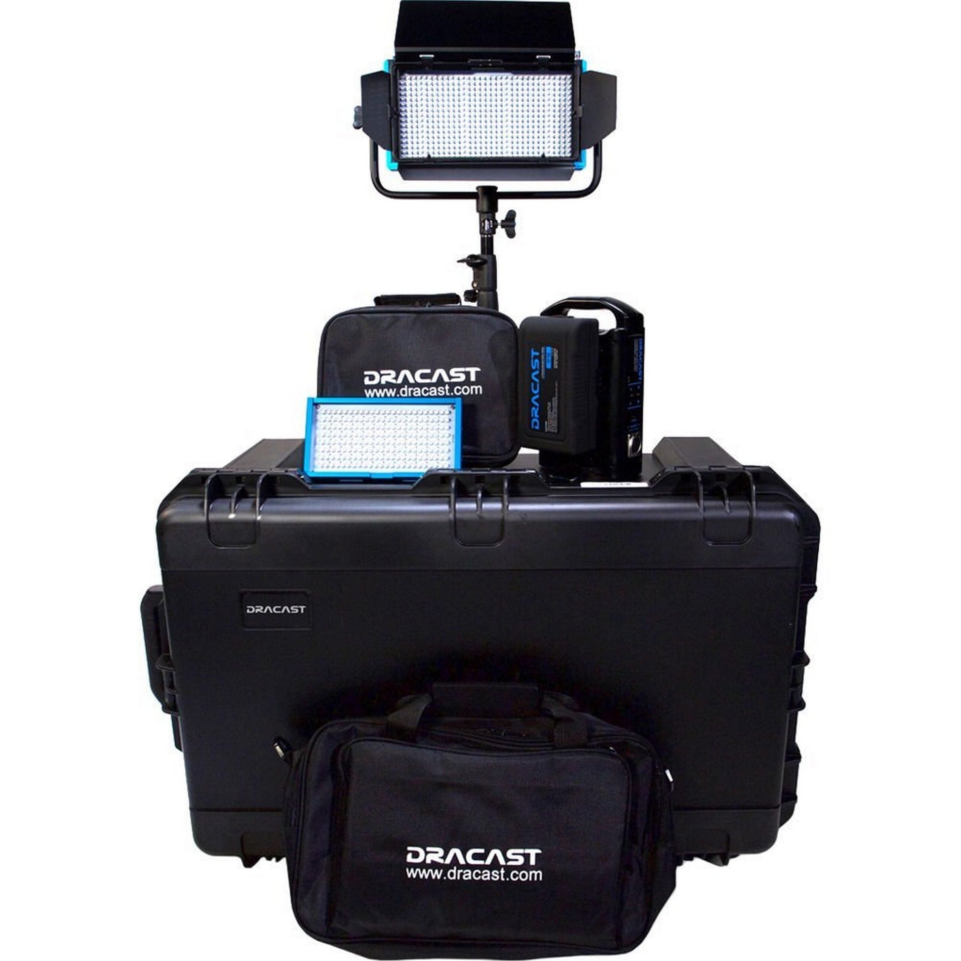  Dracast DRDP3LBWCK Plus Series Bi-Color 2-Light Webcast Kit With V-Mount/Gold Mount Battery Plates(Dracast Drdp3lbwck Plus Series Bi Color 2 Light Webcast Kit With V Mount Gold Mount Battery Plates)
