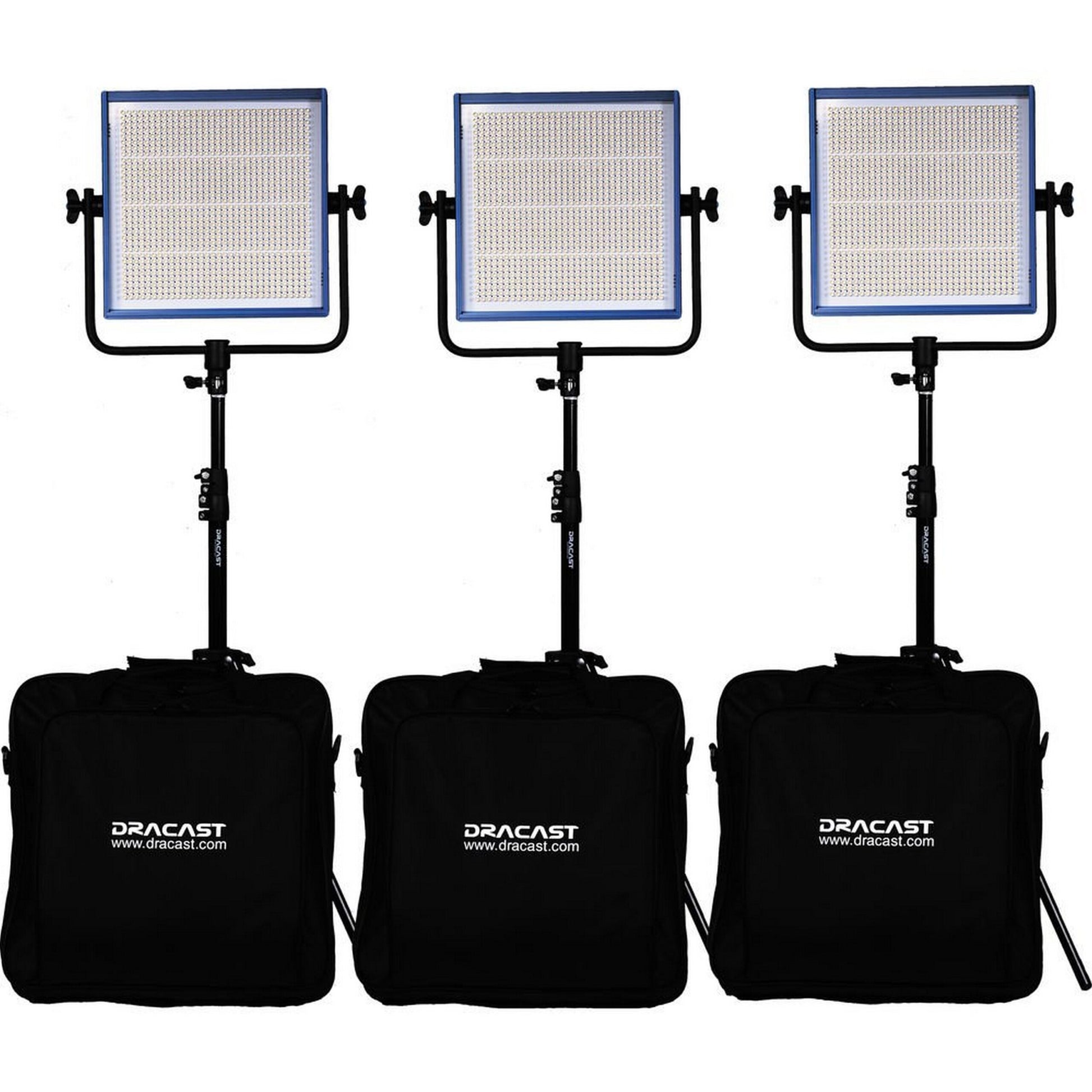  Dracast DRLK3X1000DK LED1000 Pro Series Daylight 3 Light Kit With V-Mount Battery Plates And Light Stands(Dracast Drlk3x1000dk Led1000 Pro Series Daylight 3 Light Kit With V Mount Battery Plates And Light Stands)