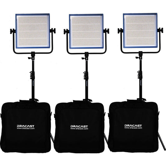  Dracast DRLK3X1000DK LED1000 Pro Series Daylight 3 Light Kit With V-Mount Battery Plates And Light Stands(Dracast Drlk3x1000dk Led1000 Pro Series Daylight 3 Light Kit With V Mount Battery Plates And Light Stands)