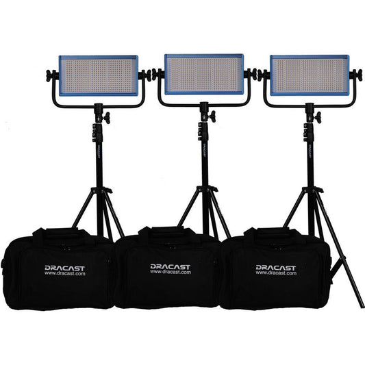  Dracast DRLK3X500DVQ LED500 Pro Series Daylight 3 Light Kit With V-Mount Battery Plates(Dracast Drlk3x500dvq Led500 Pro Series Daylight 3 Light Kit With V Mount Battery Plates)