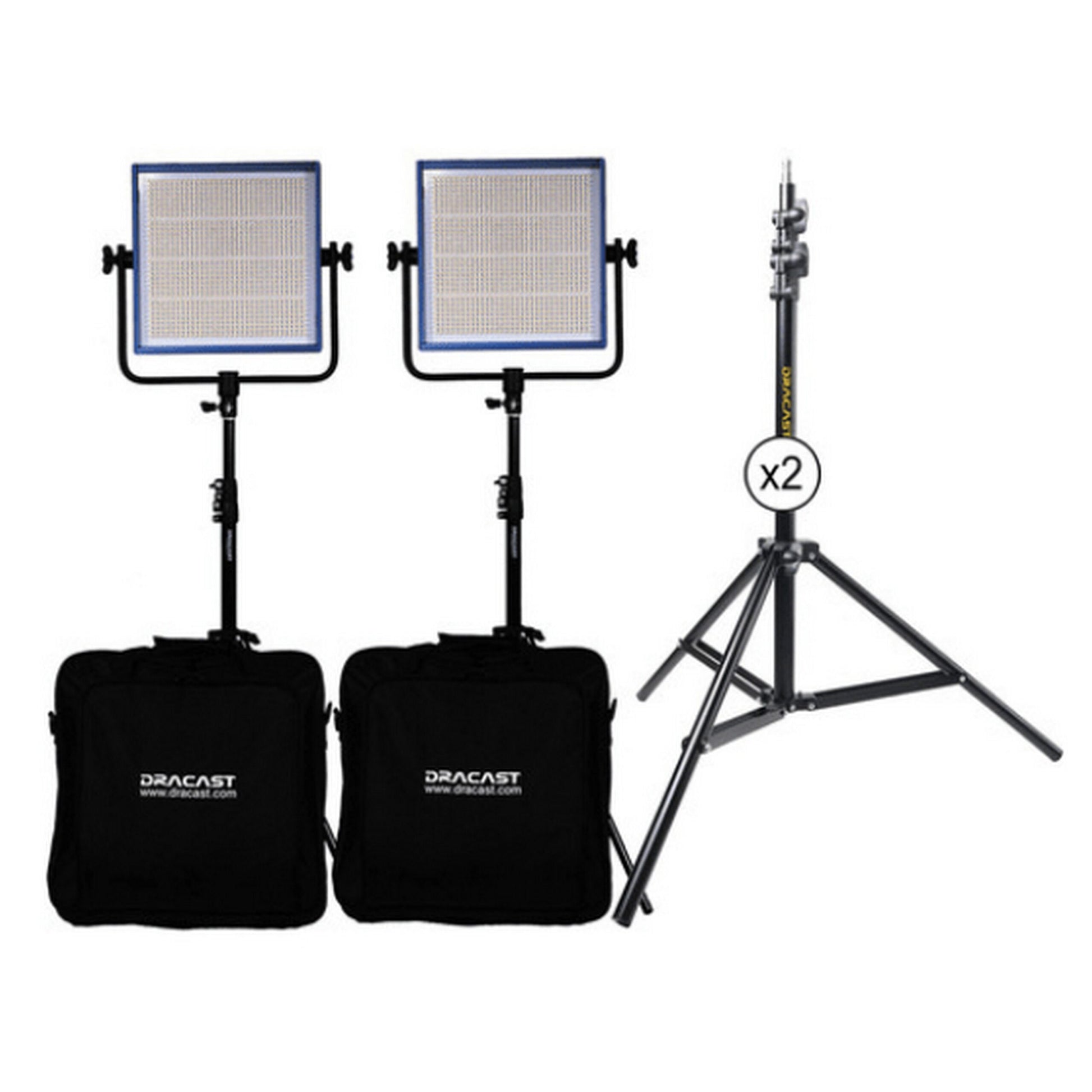 Dracast DRPL1000D2KSK LED1000 Plus Series Daylight 2 Light Kit With V-Mount And Gold Mount Battery Plates And Light Stands(Dracast Drpl1000d2ksk Led1000 Plus Series Daylight 2 Light Kit With V Mount And Gold Mount Battery Plates And Light Stands)