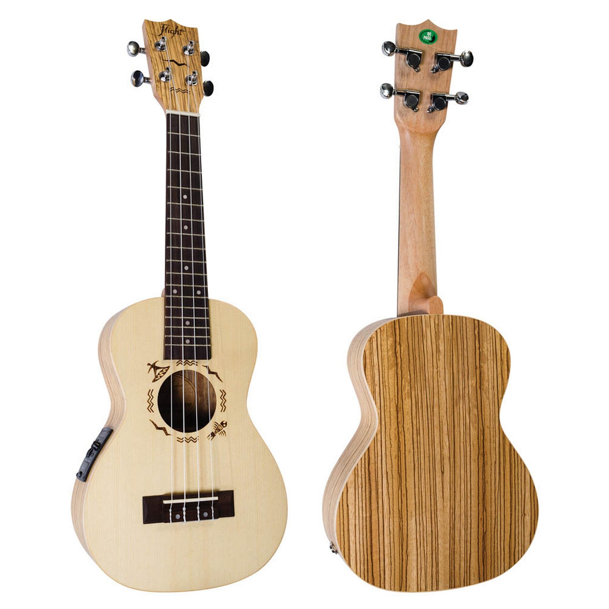  Flight DUC 525 EQ SP/ZEB Englemann Spruce And Zebrawood Electro-Acoustic Concert Ukulele(Flight Duc 525 Eq Sp Zeb Englemann Spruce And Zebrawood Electro Acoustic Concert Ukulele)