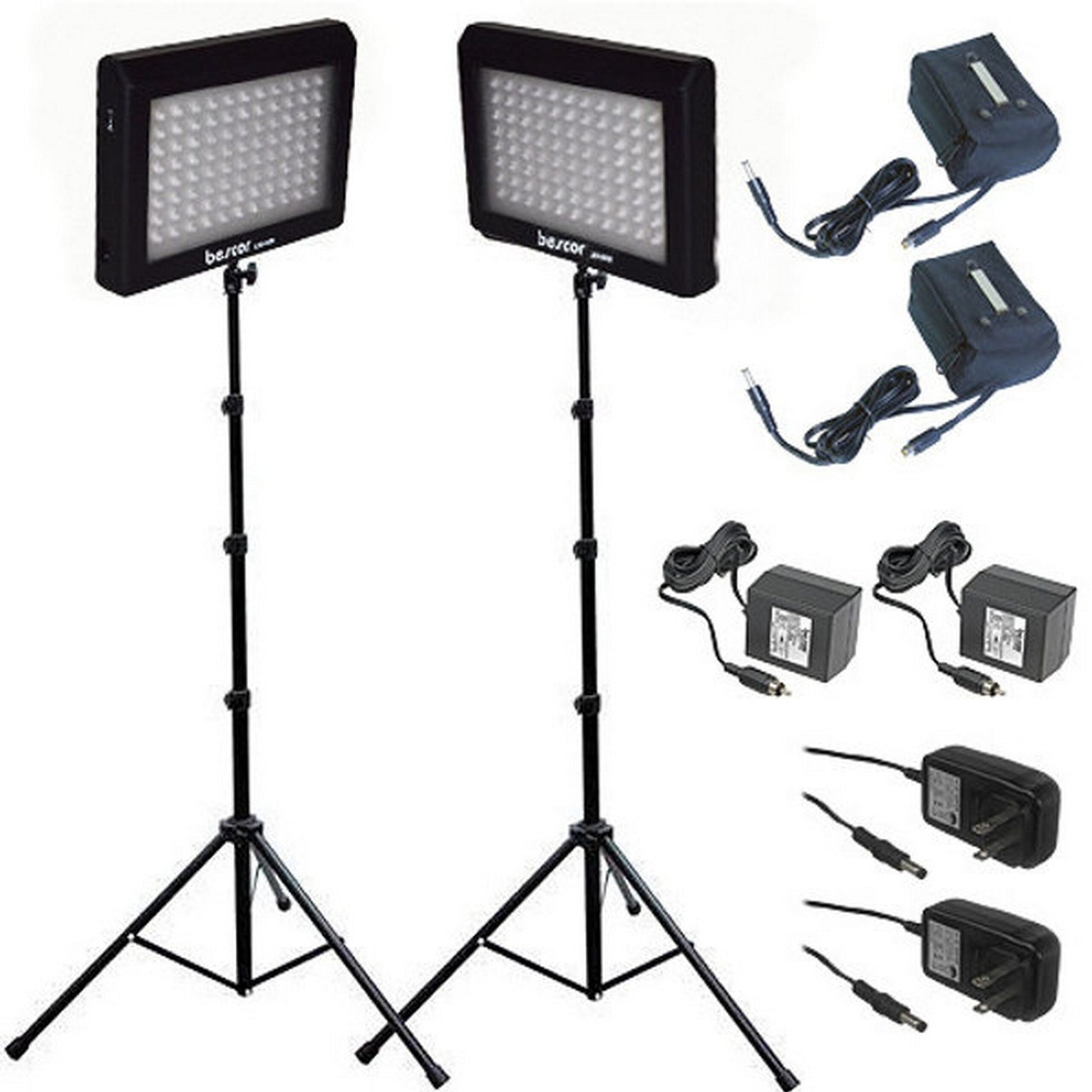  Bescor LED-95DK2B Dual 95 Bulb LED And Battery Studio Kit(Bescor Led 95dk2b Dual 95 Bulb Led And Battery Studio Kit)