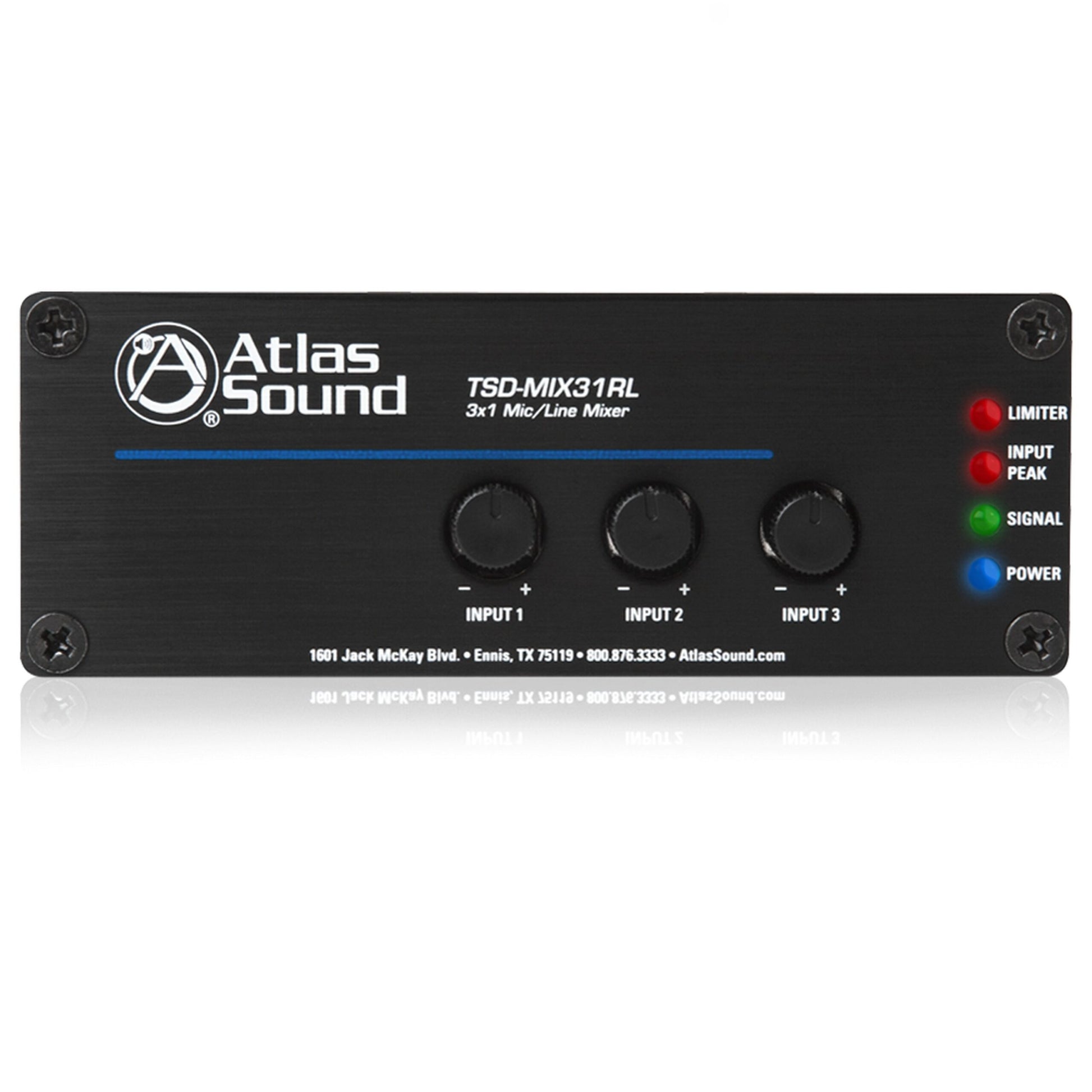  Atlas Sound TSD-MIX31RL 3 X 1 Mic/Line Mixer(Atlas Sound Tsd Mix31rl 3 X 1 Mic Line Mixer)