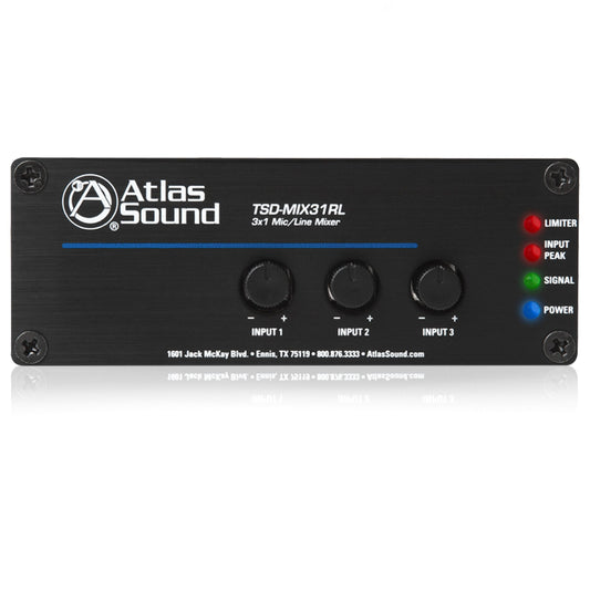  Atlas Sound TSD-MIX31RL 3 X 1 Mic/Line Mixer(Atlas Sound Tsd Mix31rl 3 X 1 Mic Line Mixer)