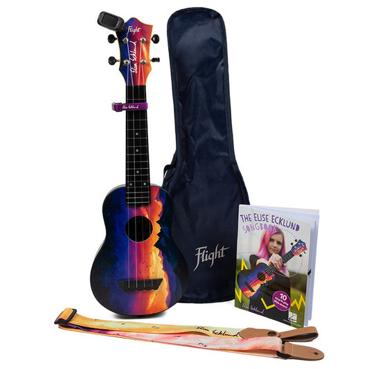 Flight Ukuleles TUS-EE Sunset Elise Ecklund Signature Travel Soprano Ukulele Bundle(Flight Ukuleles Tus Ee Sunset Elise Ecklund Signature Travel Soprano Ukulele Bundle)