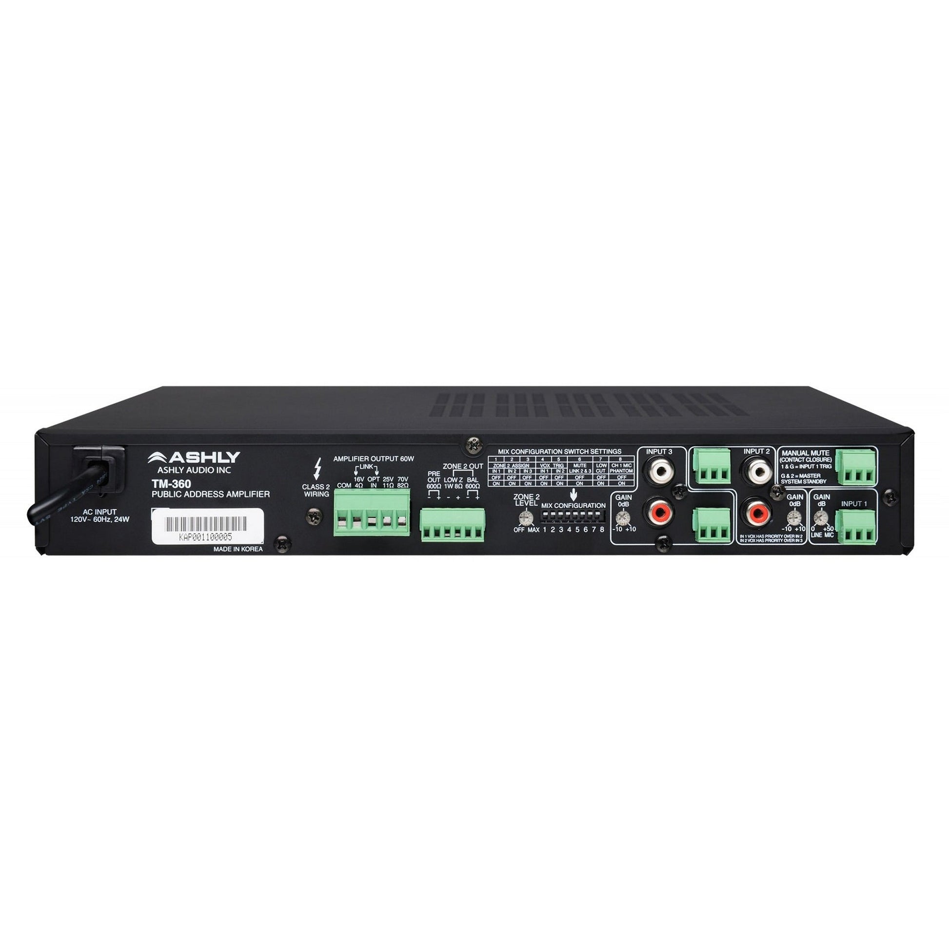  Ashly TM-360 60W Compact Mixer/Amplifier(Ashly Tm 360 60w Compact Mixer Amplifier)