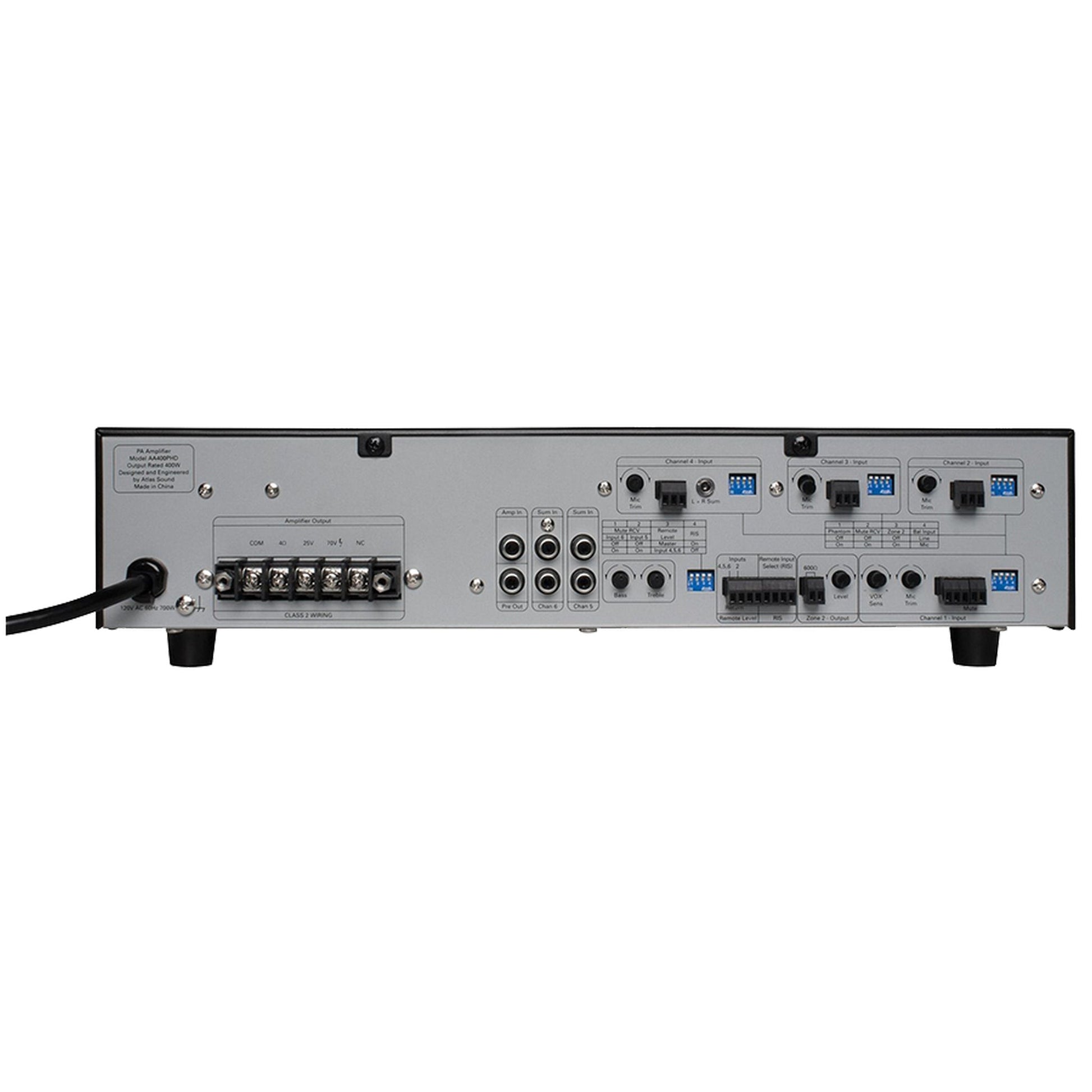  AtlasIED AA400PHD 400W 6‑Input Mixer Amplifier With Push‑Here Diagnostics(Atlasied Aa400phd 400w 6 Input Mixer Amplifier With Push Here Diagnostics)