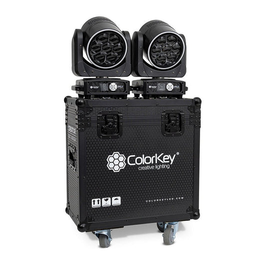  ColorKey 2-Piece Flight Case With Castors For Creator BX7 Wash Moving Head, Black(Colorkey 2 Piece Flight Case With Castors For Creator Bx7 Wash Moving Head Black)