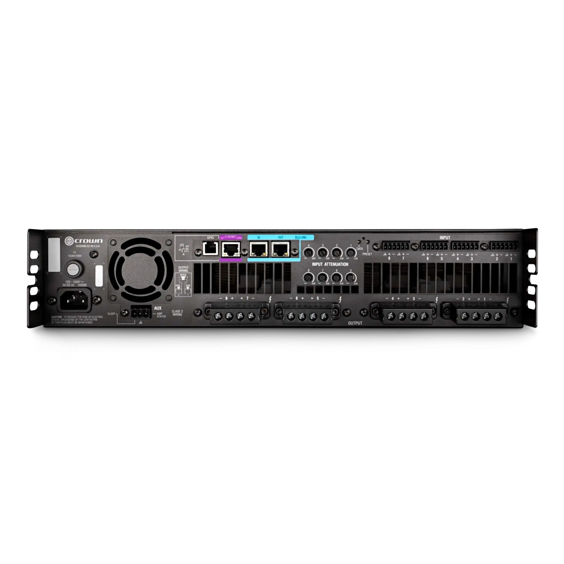  Crown DCi8x300N 300W 8-Channel Power Amplifier With BLU Link, 70V/100V(Crown Dci8x300n 300w 8 Channel Power Amplifier With Blu Link 70v 100v)