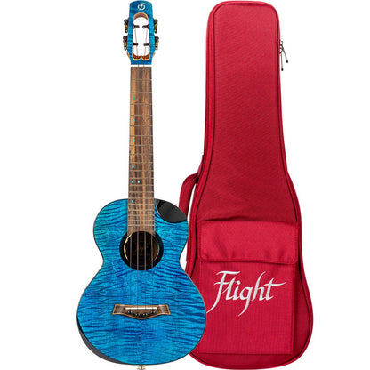  Flight Comet EQ-A Tenor Solid Flamed Maple Rosewood Ukulele, Blue(Flight Comet Eq A Tenor Solid Flamed Maple Rosewood Ukulele Blue)