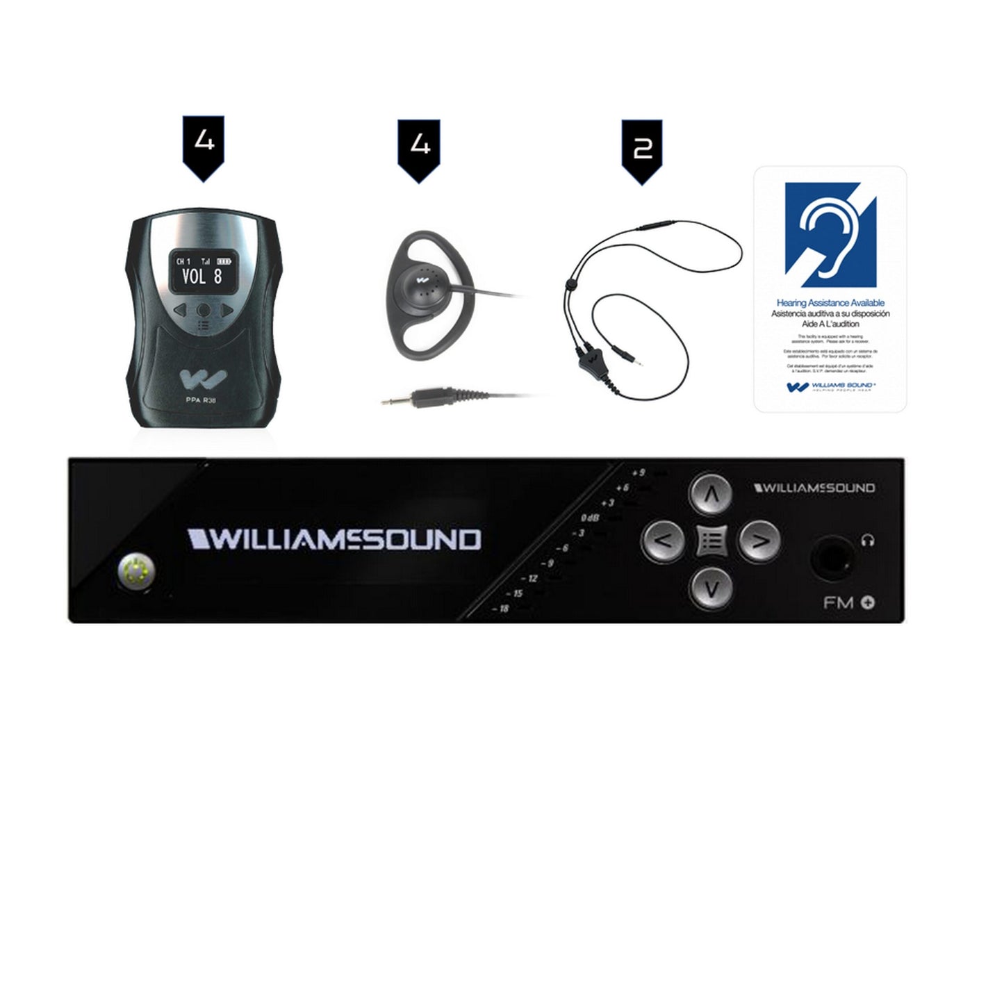  Williams AV FM 558 Large-Area Dual FM And Wi-Fi Assistive Listening System With 4 FM R38 Receivers(Williams Av Fm 558 Large Area Dual Fm And Wi Fi Assistive Listening System With 4 Fm R38 Receivers)