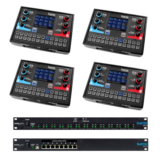  LiveMix LM-ANALOG-SK1 Analog Bundle With 4 CS-DUO Mixers, 1 MIX-16 And 1 AD-24(Livemix Lm Analog Sk1 Analog Bundle With 4 Cs Duo Mixers 1 Mix 16 And 1 Ad 24)