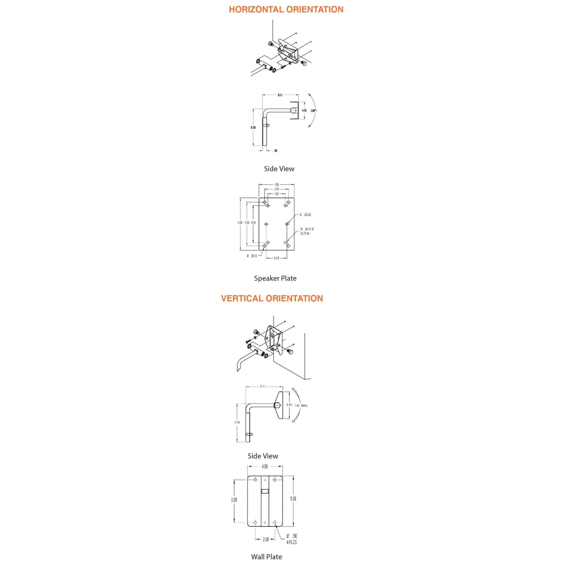 Adaptive Technologies MM-022-BT 60LB Indoor Speaker Wall Mount, Single Unit(Adaptive Technologies Mm 022 Bt 60lb Indoor Speaker Wall Mount Single Unit)