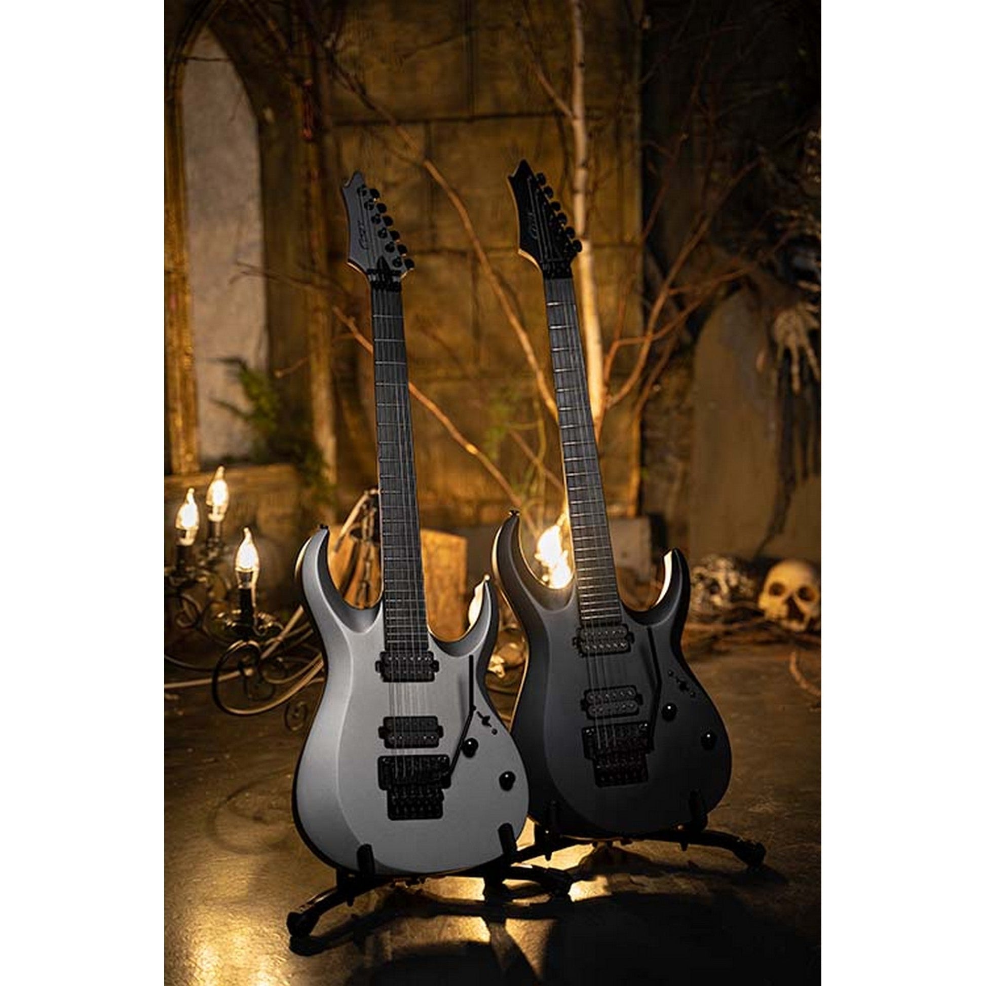  Cort X500 Menace Multi-Scale 6-string Electric Guitar, Black Satin(Cort X500 Menace Multi Scale 6 String Electric Guitar Black Satin)
